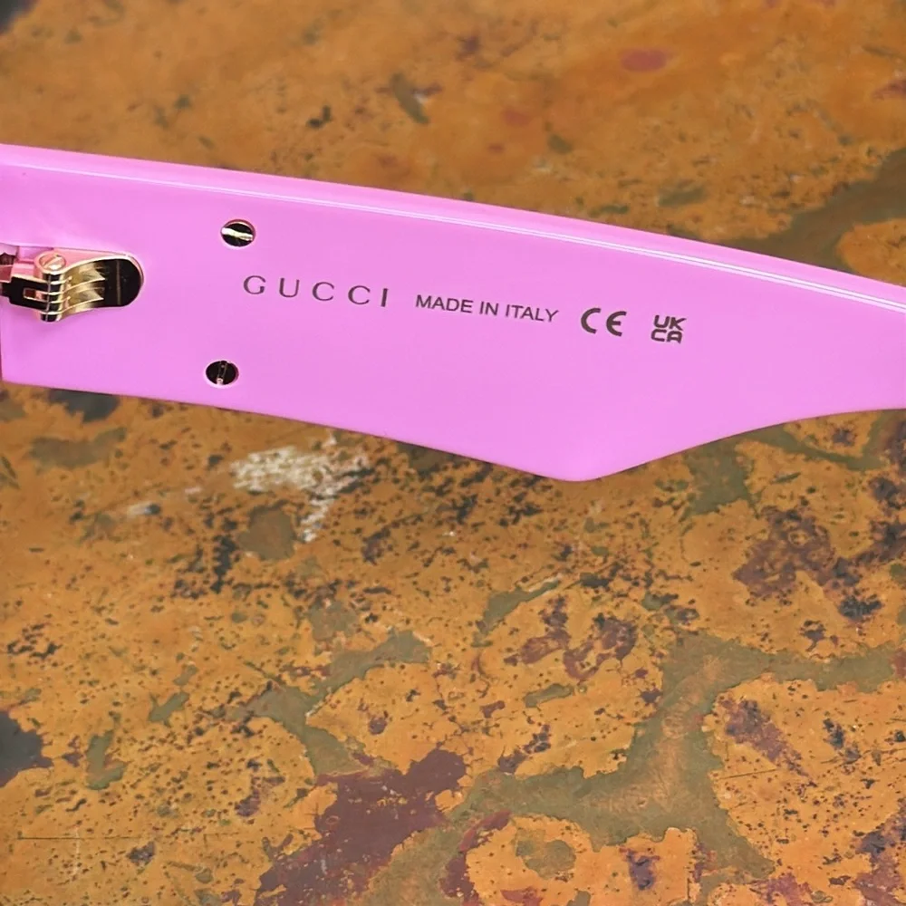 Gucci Pink Geometric Acetate Butterfly Sunglasses Oversized GG Logo w/ Case - Picture 13 of 13